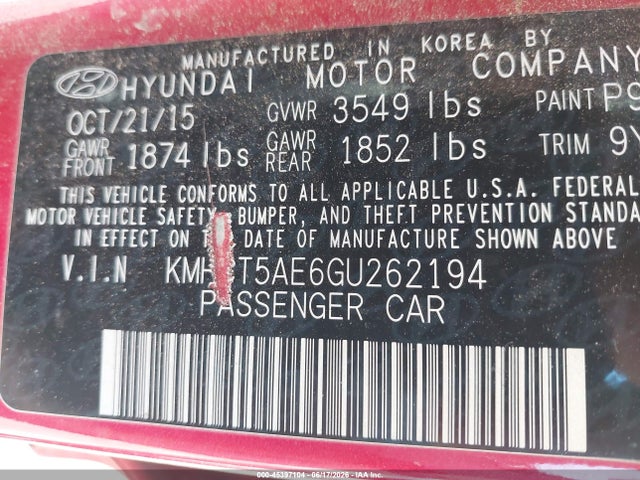 Hyundai ACCENT SE 2016 KMHCT5AE6GU262194 Image 9