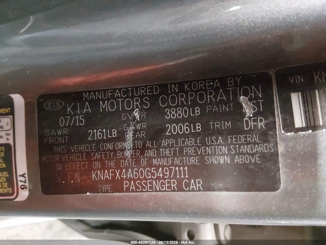 Продажа на аукционе авто 2016 Kia Forte Lx, vin: KNAFX4A60G5497111, номер лота: 45397128