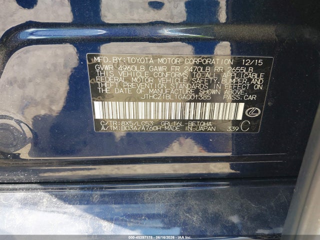 Продажа на аукционе авто 2016 Lexus Gs 350, vin: JTHCZ1BL1GA001385, номер лота: 45397178