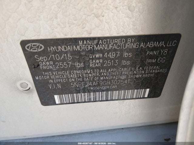 Hyundai SONATA SE 2016 5NPE24AF9GH302541 Image 9