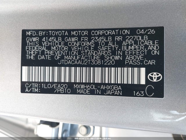 Toyota PRIUS XLE 2026 JTDACAAU2T3081220 Image 9