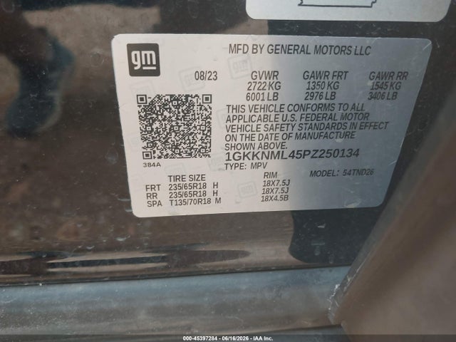 Aukcja sprzedaży 2023 Gmc Acadia Fwd Slt, vin: 1GKKNML45PZ250134, numer aukcji: 45397284