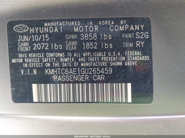 Hyundai Veloster Turbo 2016 KMHTC6AE1GU265459 Image 9