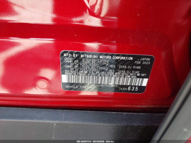 Aukcja sprzedaży 2023 Mitsubishi Outlander Sel Black Edition S-awc, vin: JA4J4VA87PZ044751, numer aukcji: 45397313