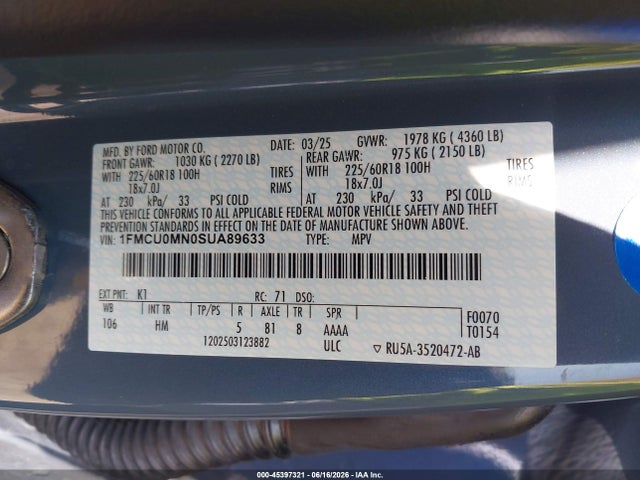 Ford Escape St-line 2025 1FMCU0MN0SUA89633 Image 9
