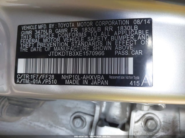 Toyota Prius C Two 2014 JTDKDTB3XE1570966 Image 9