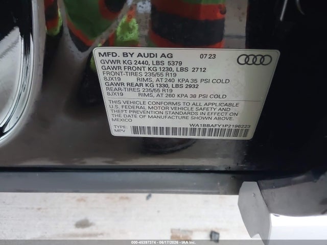 WA1BBAFY1P2196223 Audi Q5 Premium Plus 40 Tfsi Quattro S Tronic