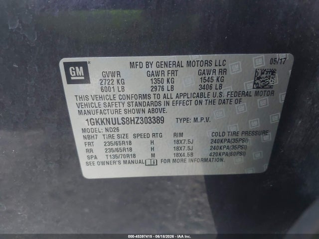 GMC Acadia Slt-1 2017 1GKKNULS8HZ303389 Image 9