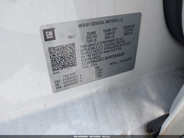 1GNSKDEC3HR354543 Chevrolet Tahoe Commercial Fleet