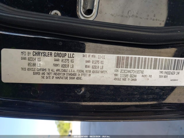Продаж на аукціоні авто 2012 Chrysler 300, vin: 2C3CCAAG7CH165702, номер лоту: 45397458