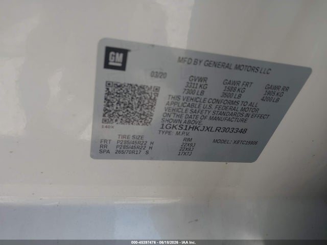Продажа на аукционе авто 2020 Gmc Yukon Xl 2wd Denali, vin: 1GKS1HKJXLR303348, номер лота: 45397476