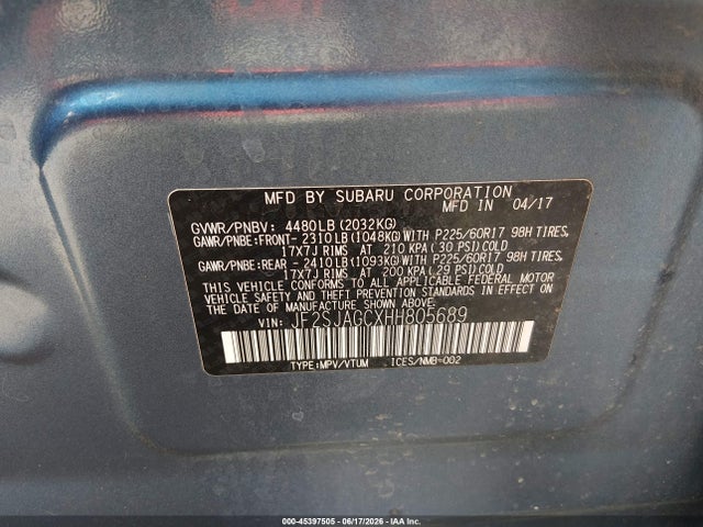 Subaru Forester 2.5i Premium 2017 JF2SJAGCXHH805689 Image 9