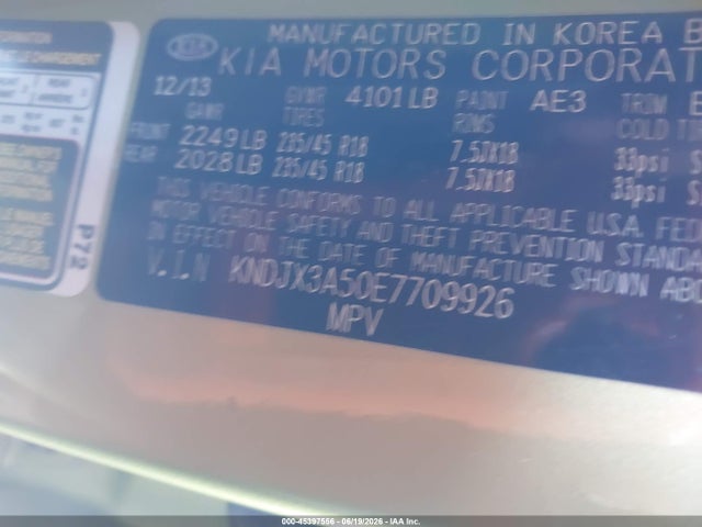 45397556 :رقم المزاد ، KNDJX3A50E7709926 vin ، 2014 Kia Soul ! مزاد بيع