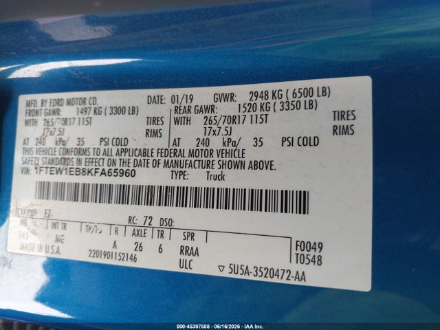 Ford F-150 Xl/xlt 2019 1FTEW1EB8KFA65960 Image 9