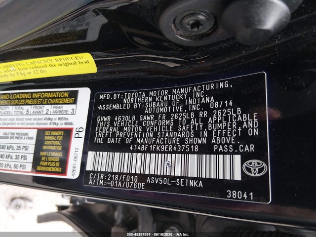 Toyota CAMRY LE 2014 4T4BF1FK9ER437518 Image 9