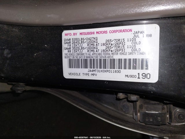 Продаж на аукціоні авто 1999 Mitsubishi Montero Sport Ls/xls, vin: JA4MT31H3XP011830, номер лоту: 45397641
