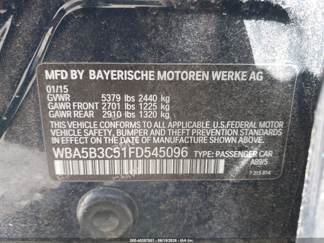 Aukcja sprzedaży 2015 Bmw 535i Xdrive, vin: WBA5B3C51FD545096, numer aukcji: 45397651