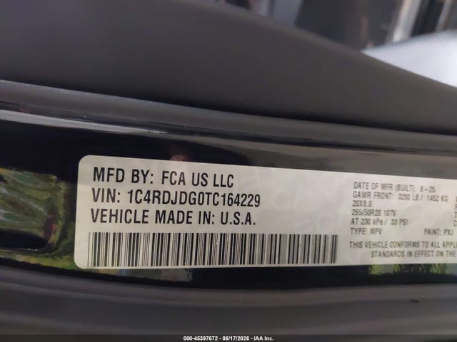 Продажа на аукционе авто 2026 Dodge Durango Gt Plus Awd, vin: 1C4RDJDG0TC164229, номер лота: 45397672