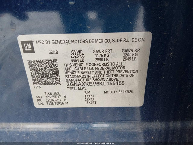 Chevrolet EQUINOX LT 2019 3GNAXKEV6KL155455 Image 9