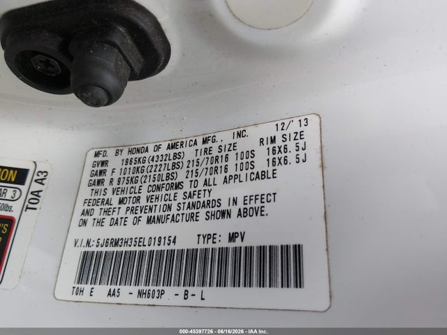 5J6RM3H35EL019154 Honda CR-V LX