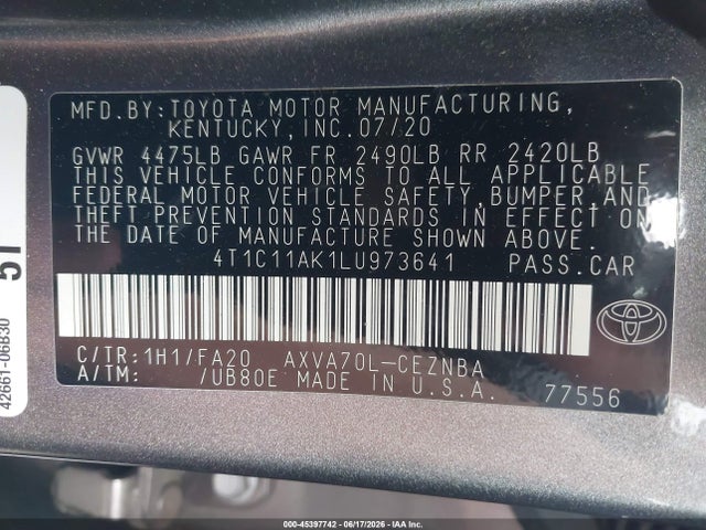 Toyota CAMRY LE 2020 4T1C11AK1LU973641 Image 9