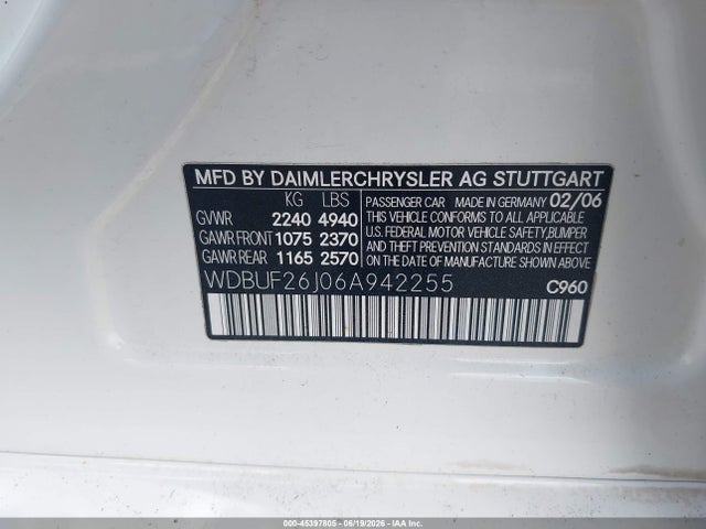 Продаж на аукціоні авто 2006 Mercedes-benz E 320 Cdi, vin: WDBUF26J06A942255, номер лоту: 45397805