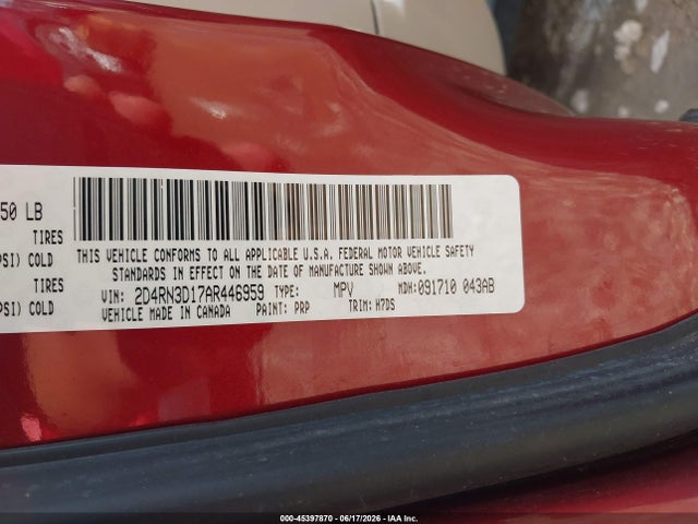 Aukcja sprzedaży 2010 Dodge Grand Caravan Hero, vin: 2D4RN3D17AR446959, numer aukcji: 45397870