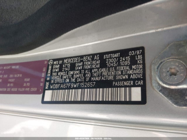 Aukcja sprzedaży 1998 Mercedes-benz Sl 500, vin: WDBFA67F9WF152657, numer aukcji: 45397908