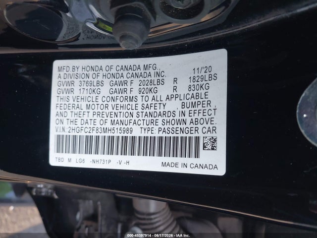 Honda Civic Sport 2021 2HGFC2F83MH515989 Image 9