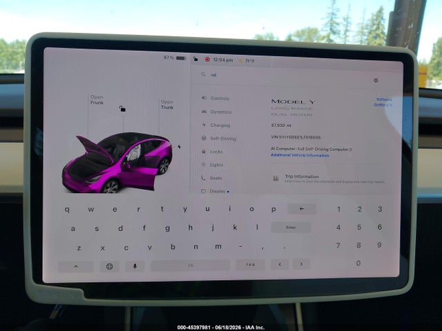 45397981 :رقم المزاد ، 5YJYGDEE1LF018006 vin ، 2020 Tesla Model Y Long Range Dual Motor All-wheel Drive مزاد بيع