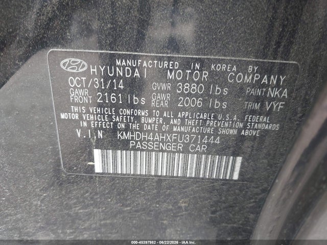 Продаж на аукціоні авто 2015 Hyundai Elantra Sport, vin: KMHDH4AHXFU371444, номер лоту: 45397982