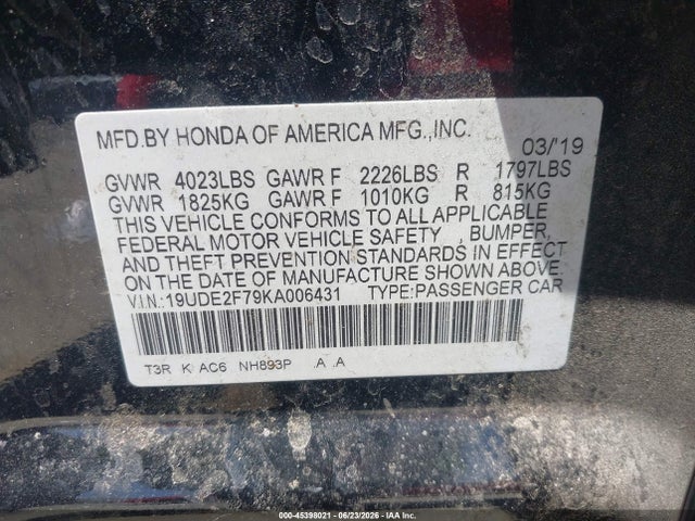 Acura Ilx Premium Package/w/technology Pkg 2019 19UDE2F79KA006431 Image 9