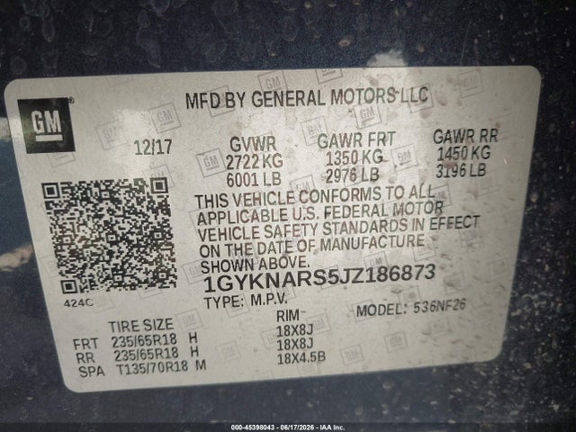 Aukcja sprzedaży 2018 Cadillac Xt5 Standard, vin: 1GYKNARS5JZ186873, numer aukcji: 45398043