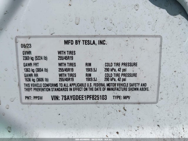 Продажа на аукционе авто 2023 Tesla Model Y Awd/long Range Dual Motor All-wheel Drive, vin: 7SAYGDEE1PF825103, номер лота: 45398080