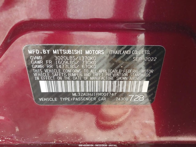 ML32AUHJ1PH001747 Mitsubishi Mirage Es/le