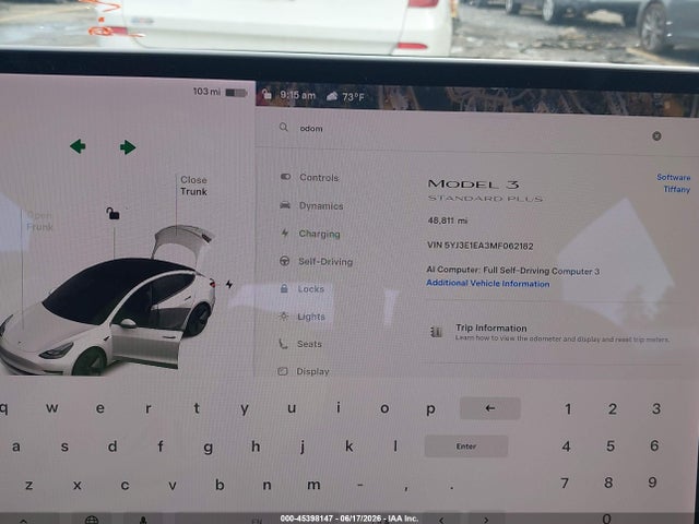 Tesla Model 3 Standard Range Plus Rear-wheel Drive 2021 5YJ3E1EA3MF062182 Image 7