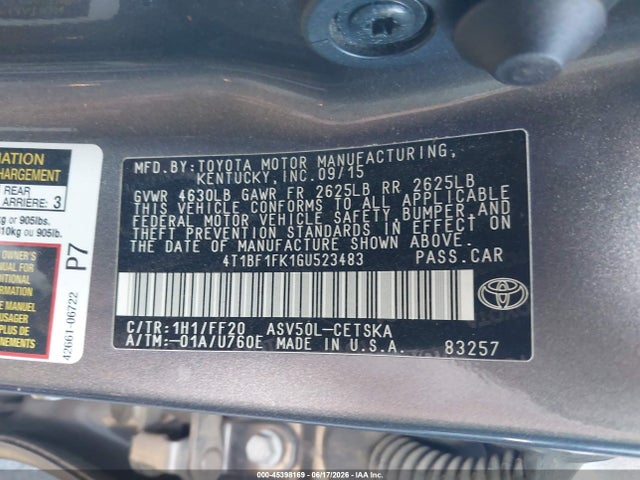 Toyota CAMRY SE 2016 4T1BF1FK1GU523483 Image 9