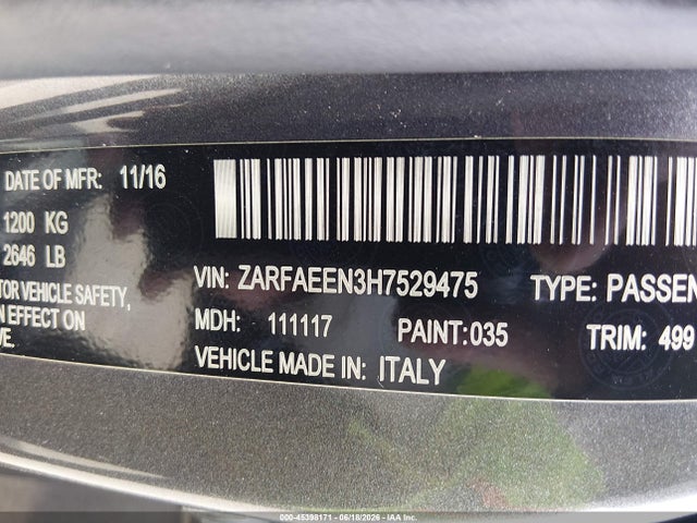 Alfa Romeo Giulia Ti Awd 2017 ZARFAEEN3H7529475 Image 9