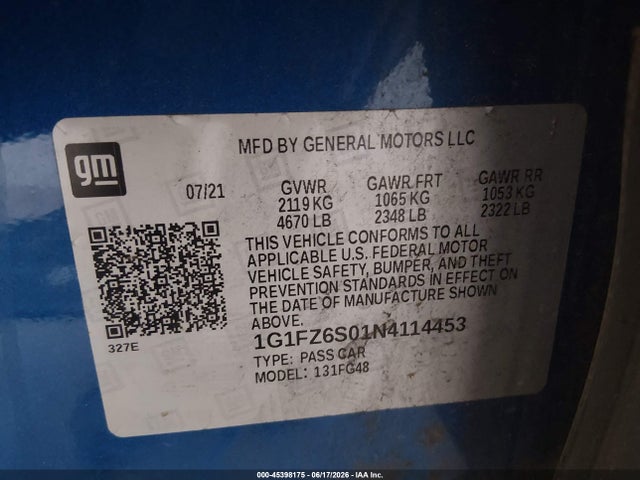 1G1FZ6S01N4114453 Chevrolet Bolt Euv Fwd Premier