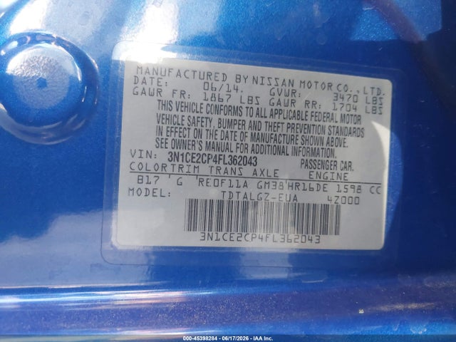 Nissan Versa Note Sr 2015 3N1CE2CP4FL362043 Image 9
