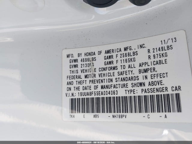 2014 Acura Tl 3.5 მანქანა იყიდება აუქციონზე, vin: 19UUA8F55EA004063, აუქციონის ნომერი: 45398321