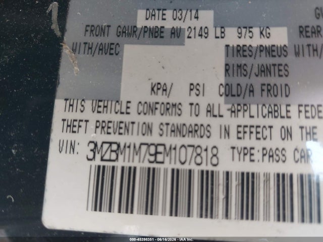 Продаж на аукціоні авто 2014 Mazda Mazda3 I Grand Touring, vin: 3MZBM1M79EM107818, номер лоту: 45398351