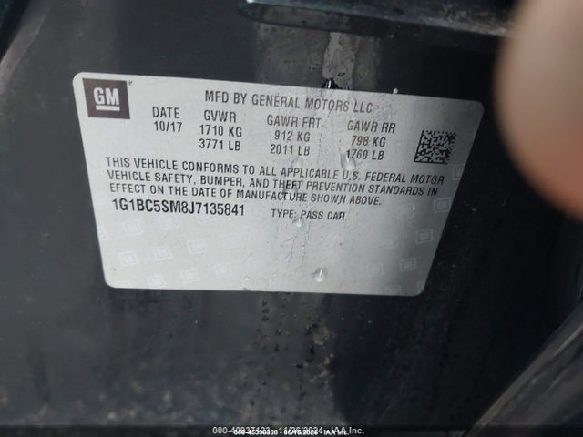 Aukcja sprzedaży 2018 Chevrolet Cruze Ls Auto, vin: 1G1BC5SM8J7135841, numer aukcji: 45398368