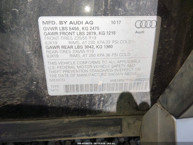 Продажа на аукционе авто 2018 Audi Q5 2.0t Premium/2.0t Tech Premium, vin: WA1BNAFY9J2082209, номер лота: 45398375