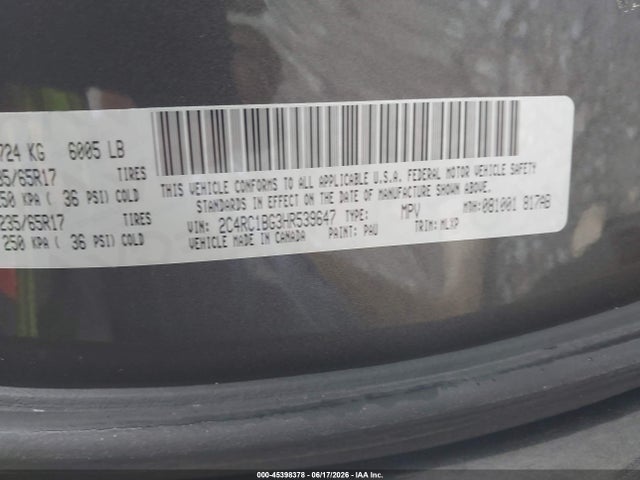 Aukcja sprzedaży 2017 Chrysler Pacifica Touring-l, vin: 2C4RC1BG3HR539647, numer aukcji: 45398378