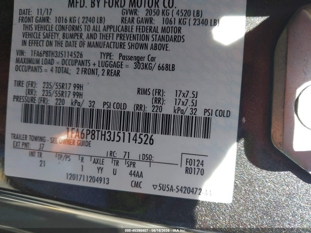 Ford Mustang Ecoboost 2018 1FA6P8TH3J5114526 Image 9