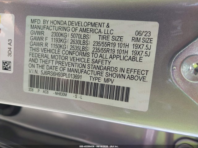 5J6RS6H93PL013691 Honda Cr-v Hybrid Sport Touring