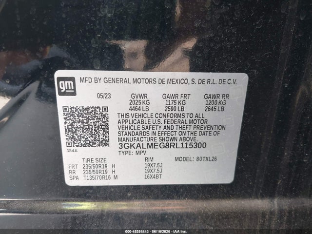 Aukcja sprzedaży 2024 Gmc Terrain Fwd Sle, vin: 3GKALMEG8RL115300, numer aukcji: 45398443