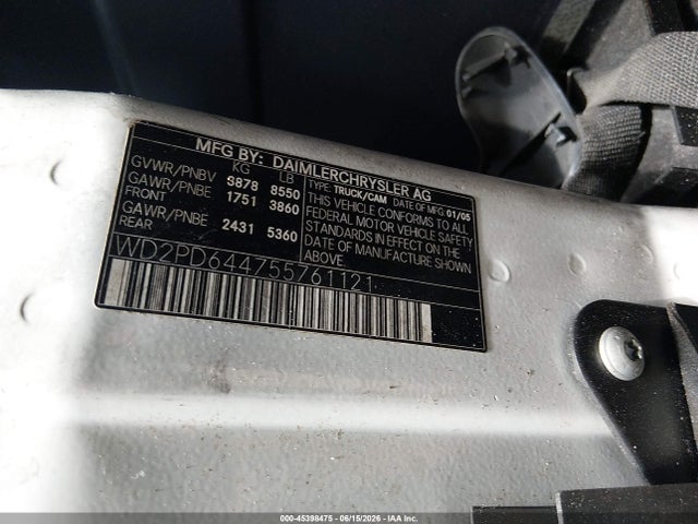 Aukcja sprzedaży 2005 Dodge Sprinter Hc, vin: WD2PD644755761121, numer aukcji: 45398475