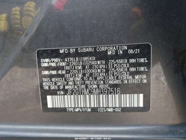 Subaru Crosstrek Limited 2021 JF2GTHMC9MH397516 Image 9